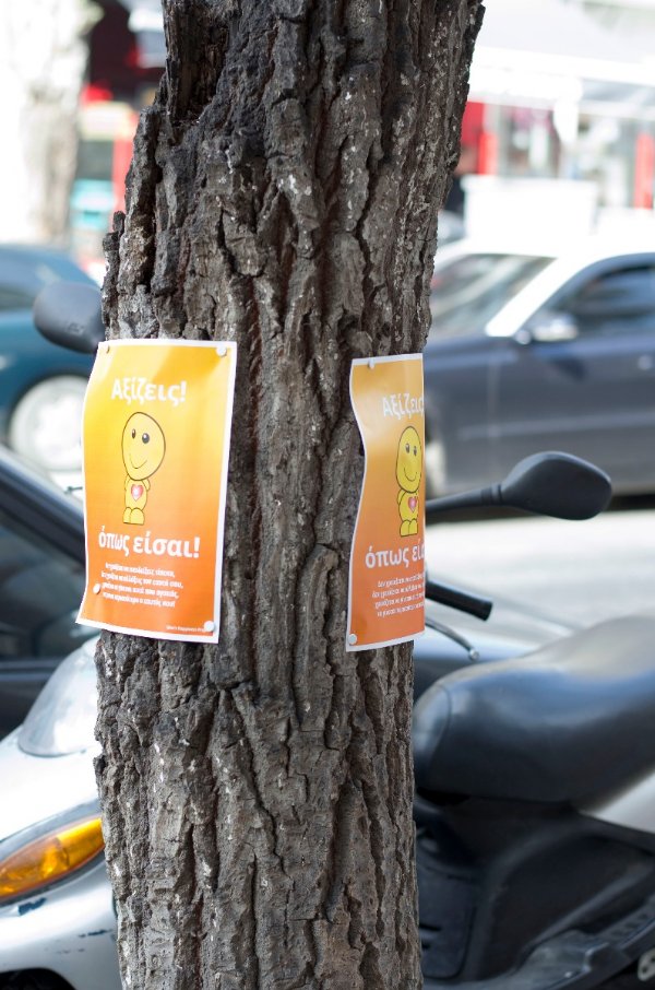 Poster on tree: You are enough, you don't have to prove yourself, you just have to be yourself.